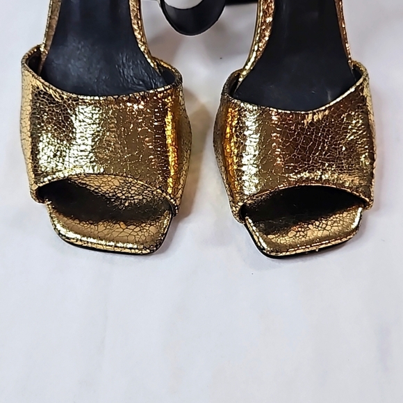 Topshop Gold Strappy Womens Sandals Heels Size 37 - Picture 3 of 7
